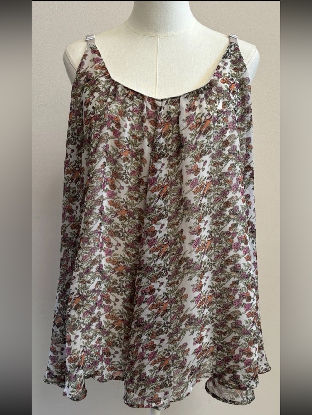 Torrid Bird Floral Swing Cami Tank Top Women’s 3 3X Boho Flowy